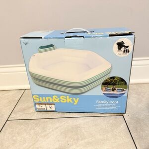 Sun & Sky Inflatable Family Pool - White with Green Stripes